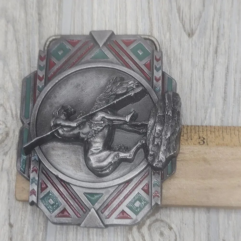 VINTAGE SISKIYOU (End Of Trail) BUCKLE Lone Warrior Native American 1988‎